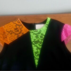 Christopher Kane Black Dress with Neon Green Lace